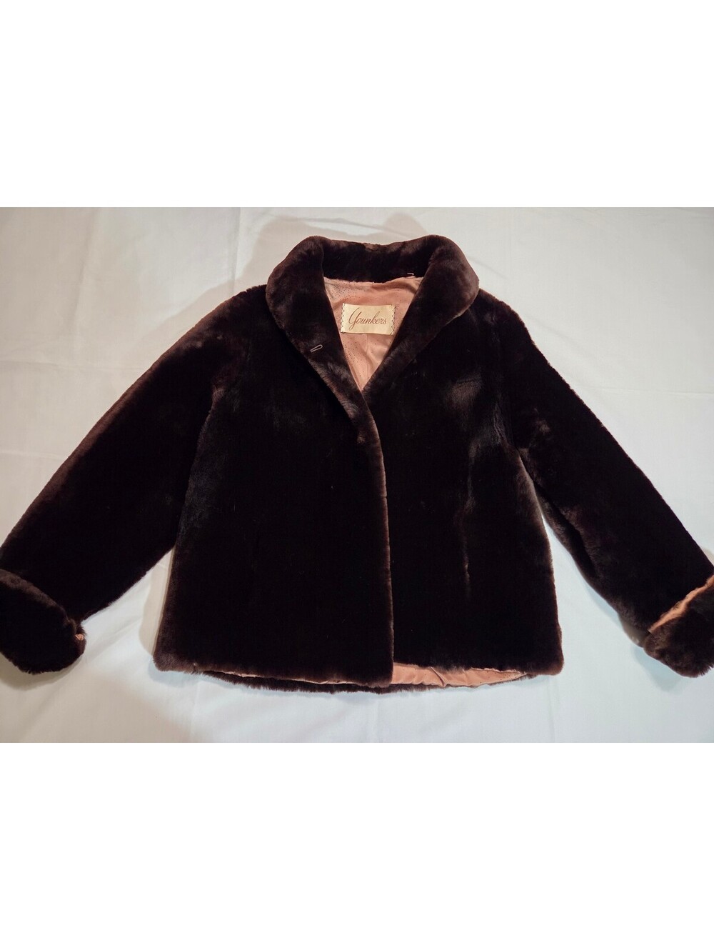 Vintage Younkers Brown Sheared Fur Jacket Coat Womens Medium